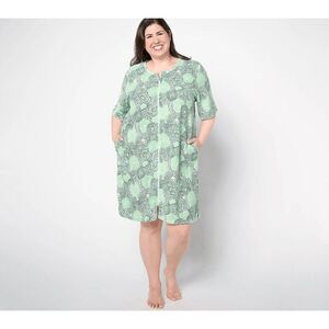 Stan Herman Womens Size 1X Terry Knit Zip Front Lounger 1X Limeaid Green NWT )